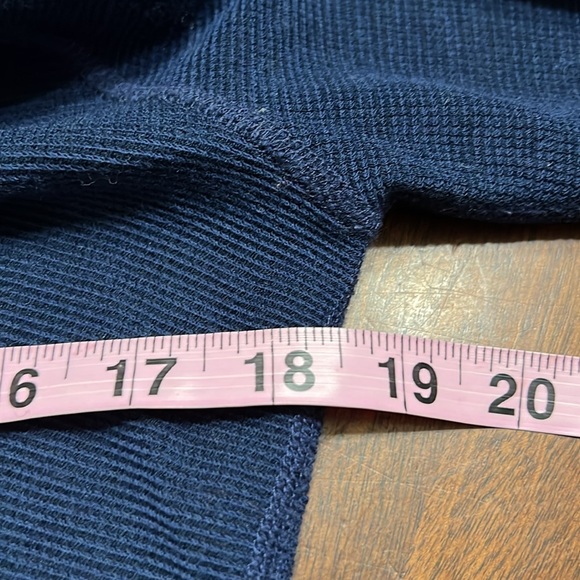 Ibex Navy Blue Waffle Knit Merino Wool Light Weight Pop Over Hoodie Sz S GUC - Picture 9 of 11